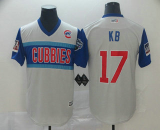Men's Chicago Cubs #17 Kris Bryant Kb Gray 2019 MLB Little League Classic Players' Weekend Stitched Nickname Team Jersey