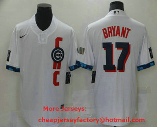 Men's Chicago Cubs #17 Kris Bryant White 2021 MLB All Star Stitched Cool Base Nike Jersey