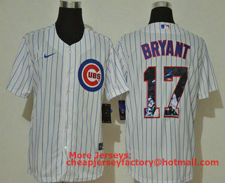 Men's Chicago Cubs #17 Kris Bryant White Unforgettable Moment Stitched Fashion MLB Cool Base Nike Jersey