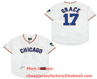Men's Chicago Cubs #17 Mark Grace White 1988 Throwback Jersey