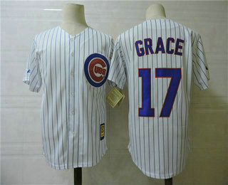 Men's Chicago Cubs #17 Mark Grace White Throwback Cooperstown Collection Stitched MLB Mitchell & Ness Jersey