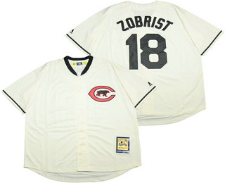 Men's Chicago Cubs #18 Ben Zobrist Cream Turn Back the Clock Stitched MLB Cooperstown Collection Jersey