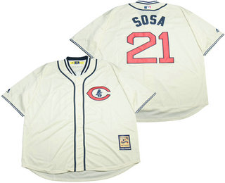 Men's Chicago Cubs #21 Sammy Sosa Retired Cream 1929 Cooperstown Collection Throwback Jersey