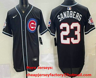 Men's Chicago Cubs #23 Ryne Sandberg 2026 Black Fashion Cool Base Jersey