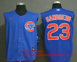 Men's Chicago Cubs #23 Ryne Sandberg Blue 2020 Cool and Refreshing Sleeveless Fan Stitched MLB Nike Jersey