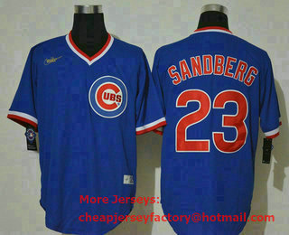 Men's Chicago Cubs #23 Ryne Sandberg Blue Pullover Cooperstown Collection Stitched MLB Nike Jersey