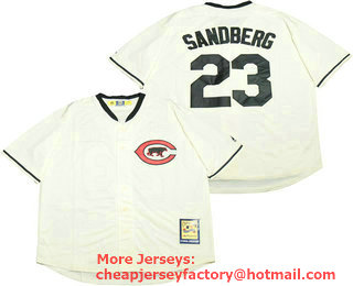 Men's Chicago Cubs #23 Ryne Sandberg Cream 1916 Turn Back the Clock Stitched MLB Cooperstown Collection Jersey