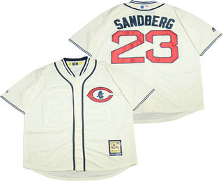 Men's Chicago Cubs #23 Ryne Sandberg Retired Cream 1929 Cooperstown Collection Throwback Jersey