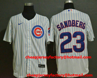 Men's Chicago Cubs #23 Ryne Sandberg White Home Stitched MLB Flex Base Nike Jersey