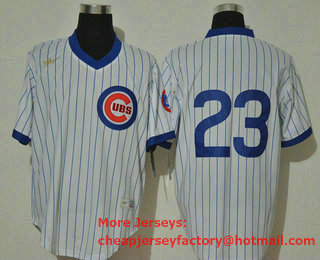 Men's Chicago Cubs #23 Ryne Sandberg White Strip Home Cooperstown Stitched Nike MLB Jersey