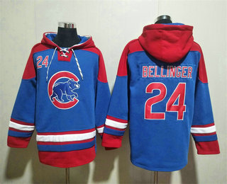 Men's Chicago Cubs #24 Cody Bellinger Royal Red Ageless Must Have Lace Up Pullover Hoodie