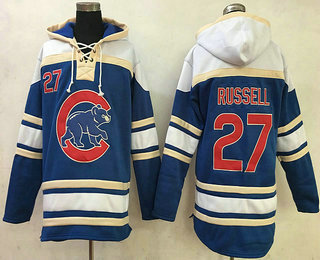 Men's Chicago Cubs #27 Addison Russell Royal Blue Stitched MLB Baseball Hoodie