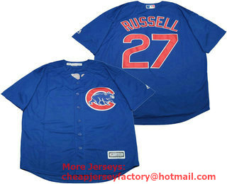 Men's Chicago Cubs #27 Addison Russell Royal Blue Stitched MLB Cool Base Jersey