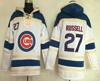 Men's Chicago Cubs #27 Addison Russell White Home Stitched MLB Baseball Hoodie