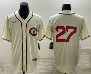 Men's Chicago Cubs #27 Seiya Suzuki 2022 Cream Field of Dreams Cool Base Stitched Baseball Jersey