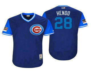 Men's Chicago Cubs #28 Kyle Hendricks Hendo Royal With Light Blue 2018 Players' Weekend Authentic Jersey