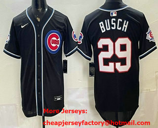 Men's Chicago Cubs #29 Michael Busch 2026 Black Fashion Cool Base Jersey