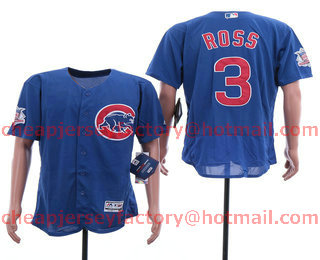 Men's Chicago Cubs #3 David Ross Royal Blue Stitched MLB Flex Base Jersey