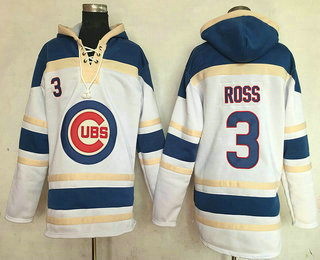 Men's Chicago Cubs #3 David Ross White Home Stitched MLB Baseball Hoodie