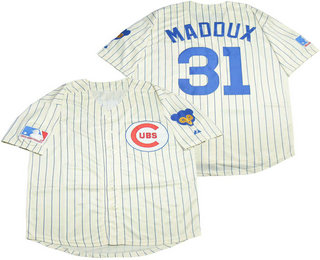 Men's Chicago Cubs #31 Greg Maddux 1969 White Turn Back the Clock Stitched MLB Cooperstown Collection Jersey