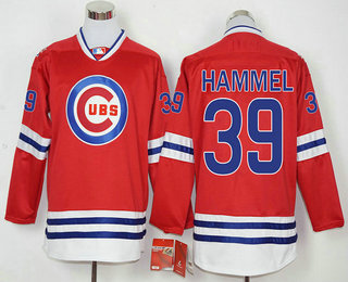 Men's Chicago Cubs #39 Jason Hammel Red Long Sleeve Baseball Jersey