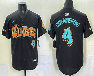 Men's Chicago Cubs #4 Pete Crow Armstrong Black Fashion Limited Jersey