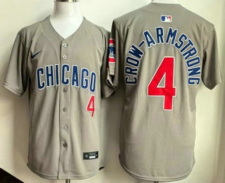 Men's Chicago Cubs #4 Pete Crow Armstrong Grey Limited Jersey
