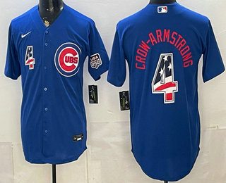 Men's Chicago Cubs #4 Pete Crow Armstrong Royal 2026 USA 250 Fourth of July Stitched Jersey