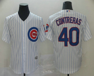 Men's Chicago Cubs #40 Willson Contreras White Home Stitched MLB Cool Base Jersey