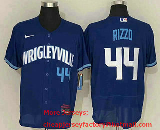 Men's Chicago Cubs #44 Anthony Rizzo Blue 2021 City Connect Stitched MLB Flex Base Nike Jersey