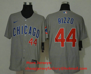 Men's Chicago Cubs #44 Anthony Rizzo Gray Stitched MLB Flex Base Nike Jersey