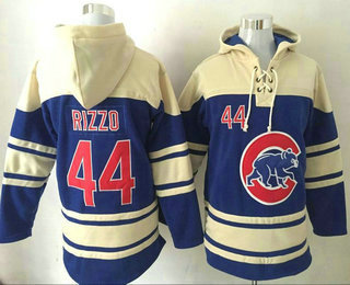 Men's Chicago Cubs #44 Anthony Rizzo Royal Blue Stitched MLB Baseball Hoodie