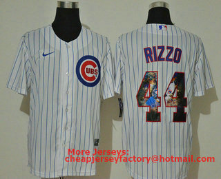 Men's Chicago Cubs #44 Anthony Rizzo White Unforgettable Moment Stitched Fashion MLB Cool Base Nike Jersey