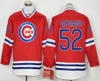 Men's Chicago Cubs #52 Justin Grimm Red Long Sleeve Baseball Jersey