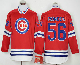Men's Chicago Cubs #56 Hector Rondon Red Long Sleeve Baseball Jersey