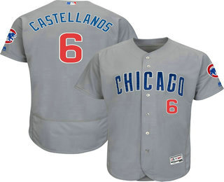 Men's Chicago Cubs #6 Nick Castellanos Gray Stitched MLB Flex Base Jersey