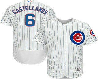 Men's Chicago Cubs #6 Nick Castellanos White Home Stitched MLB Flex Base Jersey