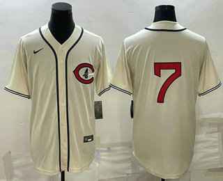 Men's Chicago Cubs #7 Yan Gomes 2022 Cream Field of Dreams Cool Base Stitched Baseball Jersey