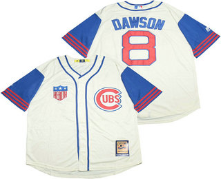 Men's Chicago Cubs #8 Andre Dawson Retired Cream 1942 Cooperstown Collection Throwback Jersey