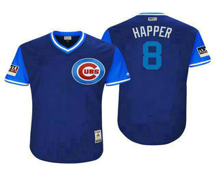 Men's Chicago Cubs #8 Ian Happ Happer Royal With Light Blue 2018 Players' Weekend Authentic Jersey
