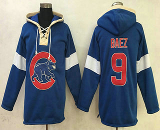 Men's Chicago Cubs #9 Javier Baez All Blue Stitched NHL Old Time Hockey Hoodie