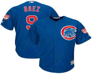 Men's Chicago Cubs #9 Javier Baez Blue 2019 Spring Training Cool Base Jersey