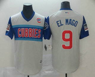 Men's Chicago Cubs #9 Javier Baez El Mago Gray 2019 MLB Little League Classic Players' Weekend Stitched Nickname Team Jersey