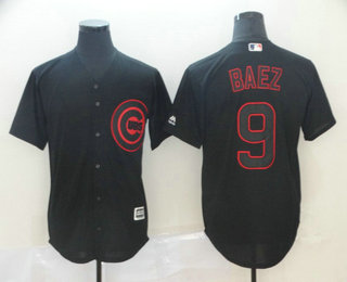 Men's Chicago Cubs #9 Javier Baez Lights Out Black Fashion Stitched MLB Cool Base Jersey
