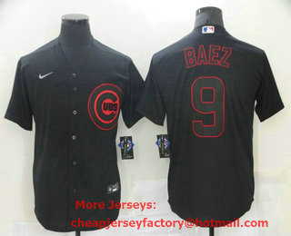 Men's Chicago Cubs #9 Javier Baez Lights Out Black Fashion Stitched MLB Cool Base Nike Jersey