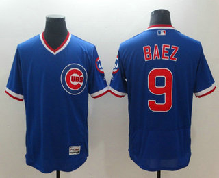 Men's Chicago Cubs #9 Javier Baez Royal Blue Pullover Stitched MLB Flex Base Jersey
