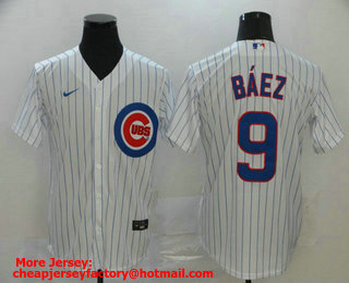 Men's Chicago Cubs #9 Javier Baez White Stitched MLB Cool Base Nike Jersey