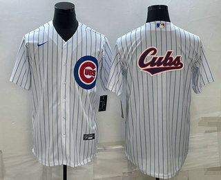 Men's Chicago Cubs Big Logo White Stitched MLB Cool Base Nike Jersey