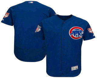 Men's Chicago Cubs Blank Blue 2019 Spring Training Stitched MLB Flex Base Jersey