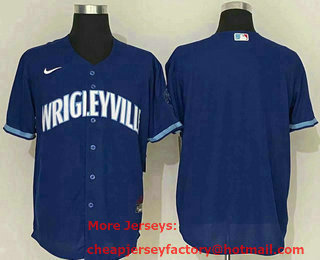 Men's Chicago Cubs Blank Blue 2021 City Connect Stitched MLB Flex Base Nike Jersey